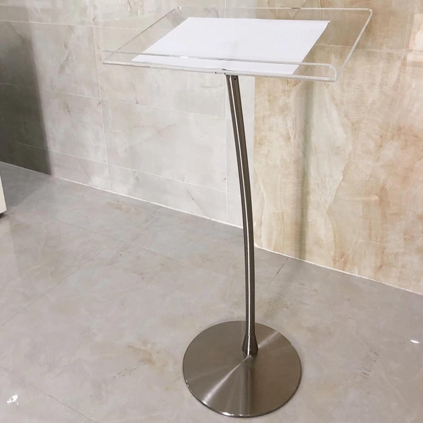 DHXIAMZ Acrylic Podium Lectern Stand - Adjustable Floor Lectern for School, Church, Conference, Stage & Office - Multi-Purpose Standing Desk with Professional Design