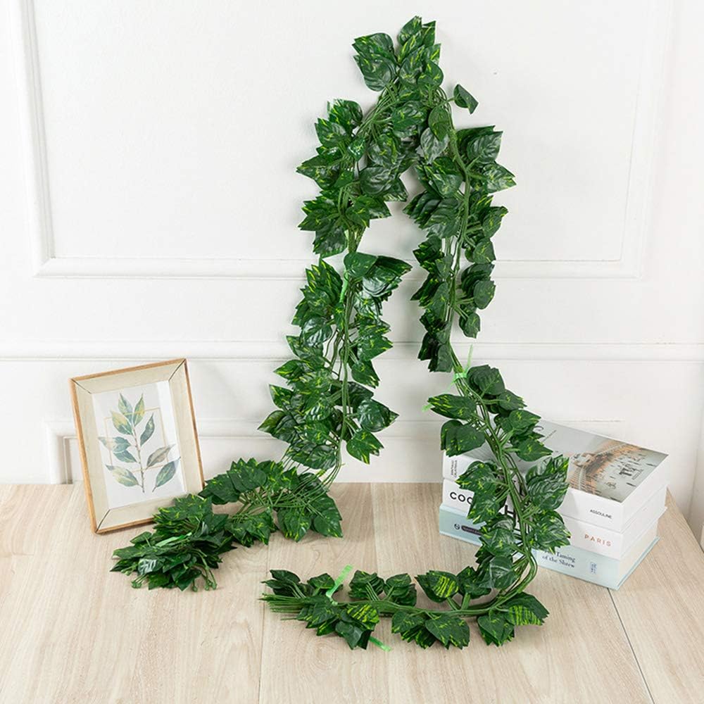 Kalolary 84 Feet Scindapsus Artificial Ivy Garland, 12 Strands Green Leaves Vine for Wedding Arch, Party Decoration