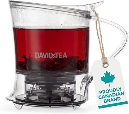 16oz DAVIDsTEA BottomDispensing Tea Steeper with Fine Nylon Infuser BPAFree Tritan, DripFree Loose Leaf Tea Maker (Hot