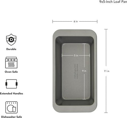 KitchenAid Nonstick Loaf Pan - Swiss Engineered Aluminized Steel, Dishwasher Safe, 9 x 5 Inch, Contour Silver