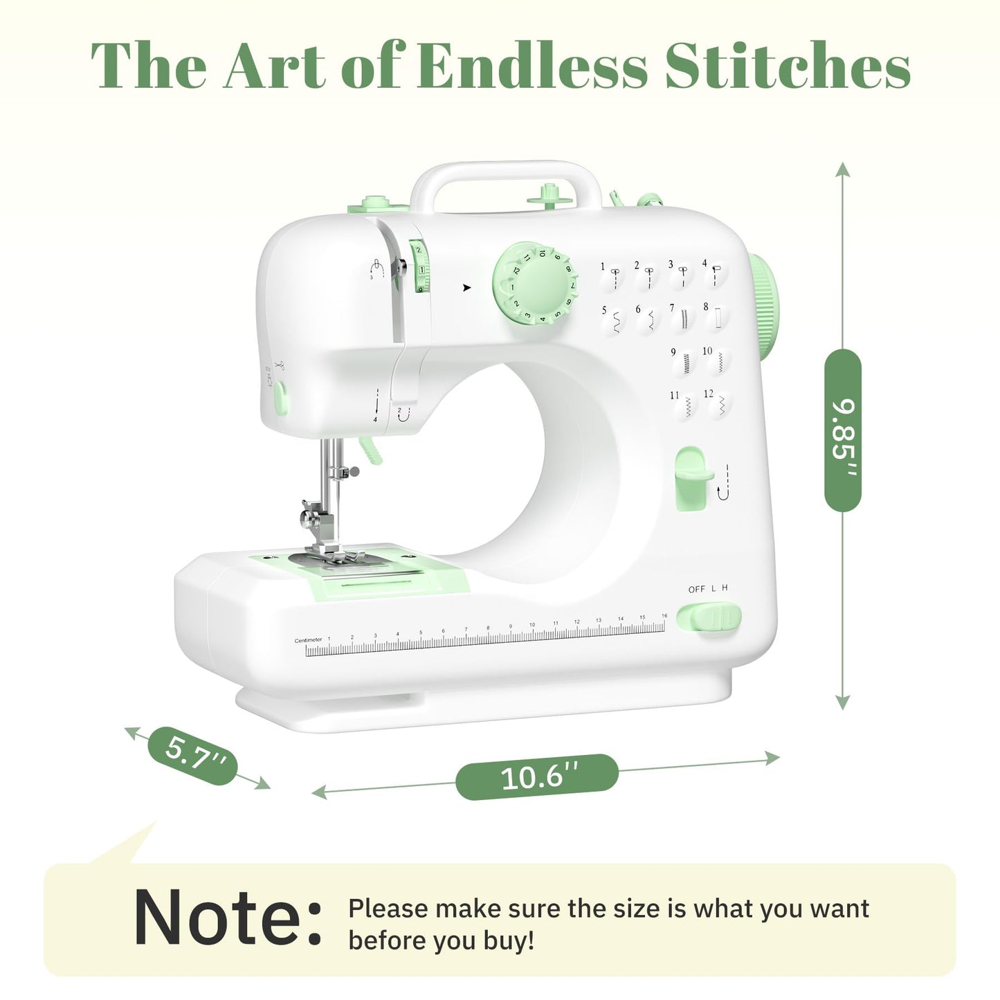 Verdanika Beginner Sewing Machine, 12 Built-in Stitches with Foot Pedal, 2-Speed Control, Portable Mini Sewing Machine for Home Travel Use & Sewing Enthusiasts (green)