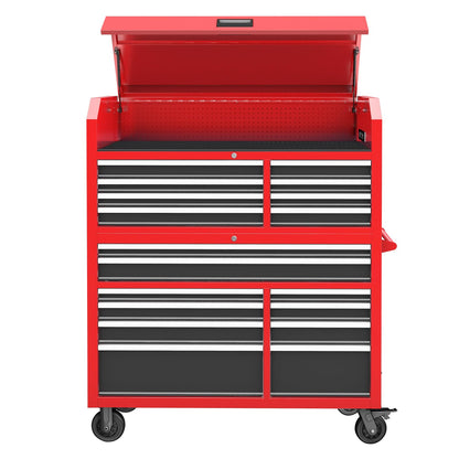 Tool Chest 18-Drawer | 66'' Large Rolling Tool Chest with Wheels | Detachable Top Metal Tool Box with Gas Struts | Lockable Rolling Tool Cabinet with Liners,Power Strip | Garage, Repair Shop, Workshop