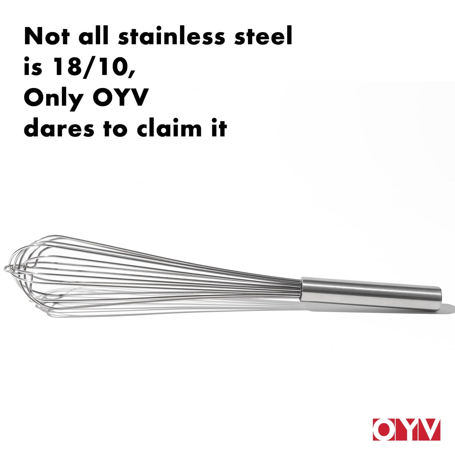 OYV 18/10 Stainless Steel Large Whisk, 17" Commercial Heavy Duty Whisk for Whipping Eggs, Mixing Batter, Making Sauces, Long Wisk Dishwasher Safe