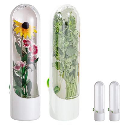 Ovrimelle 2 Pack Herb Keeper Container for Refrigerator, Clear Storage Bottle Fresh Storage Container for Cilantro Parsley Mint, Fresh Produce Saver, Extends Freshness for 2-3 Weeks