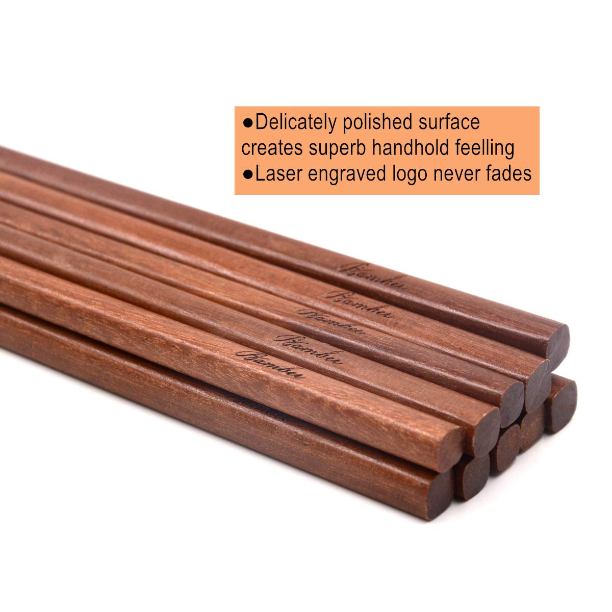 Bamber 16.5 Inches Extra Long Wood Chopsticks Set, Cooking Frying Chopstick, Set of 5 Pairs