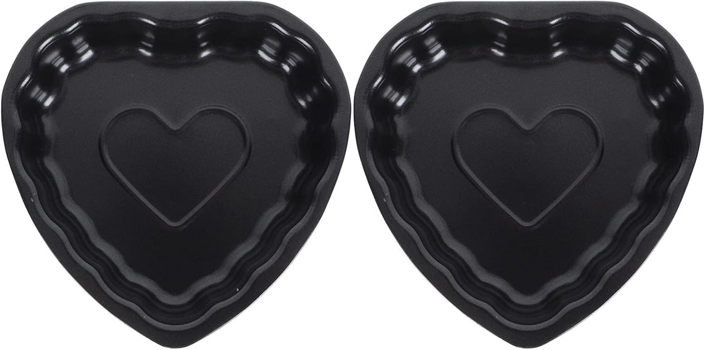 Yardwe 2pcs Round Nonstick Baking Metal Heart Shape Cake Pans for Fondant, Cookie, Chocolate, Cupcake