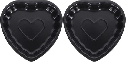 Yardwe 2pcs Round Nonstick Baking Metal Heart Shape Cake Pans for Fondant, Cookie, Chocolate, Cupcake
