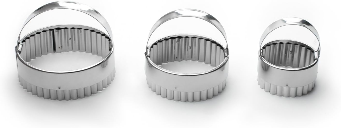 Fox Run Crinkled Cookie Cutter Set, Stainless Steel, 3-Piece
