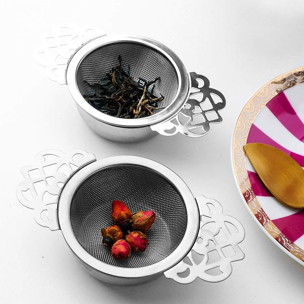 Vankcp 4 Set Tea Strainers with Drip Bowls, Loose Leaf Tea Strainers with Double Winged Handles Extra Fine Mesh Tea Infuser Brew Loose Leaf Tea, Spices, Seasonings