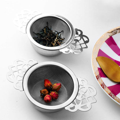 Vankcp 4 Set Tea Strainers with Drip Bowls, Loose Leaf Tea Strainers with Double Winged Handles Extra Fine Mesh Tea Infuser Brew Loose Leaf Tea, Spices, Seasonings