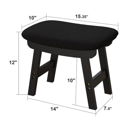 viewcare Small Ottoman Foot Rest, Black Foot Stool- Wooden Foot Stool for Living Room, Bedroom & Kitchen