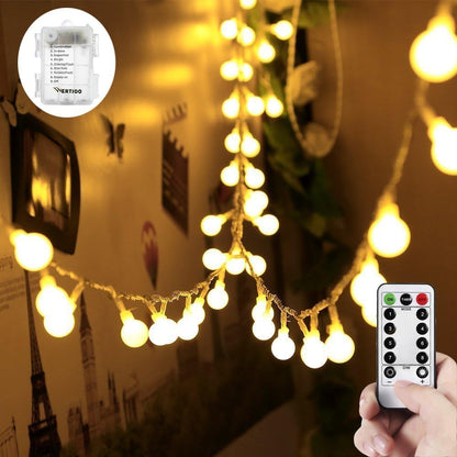 23ft 60 8 WERTIOO Globe String Lights Battery Operated LED Globe Lights with Remote, Modes & Timer Warm White String