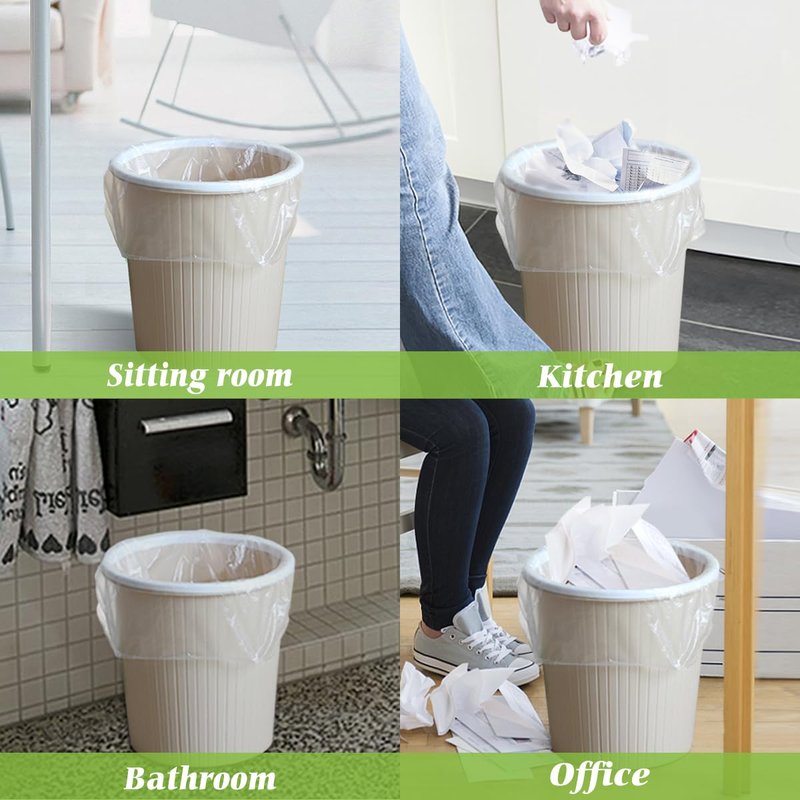 Teivio 6 Gallon 80 Counts Medium Garbage Bags Trash Bags, Bathroom Trash Can Bin Liners, Plastic Bags for home office kitchen,Garden Outdoors waste,Clear