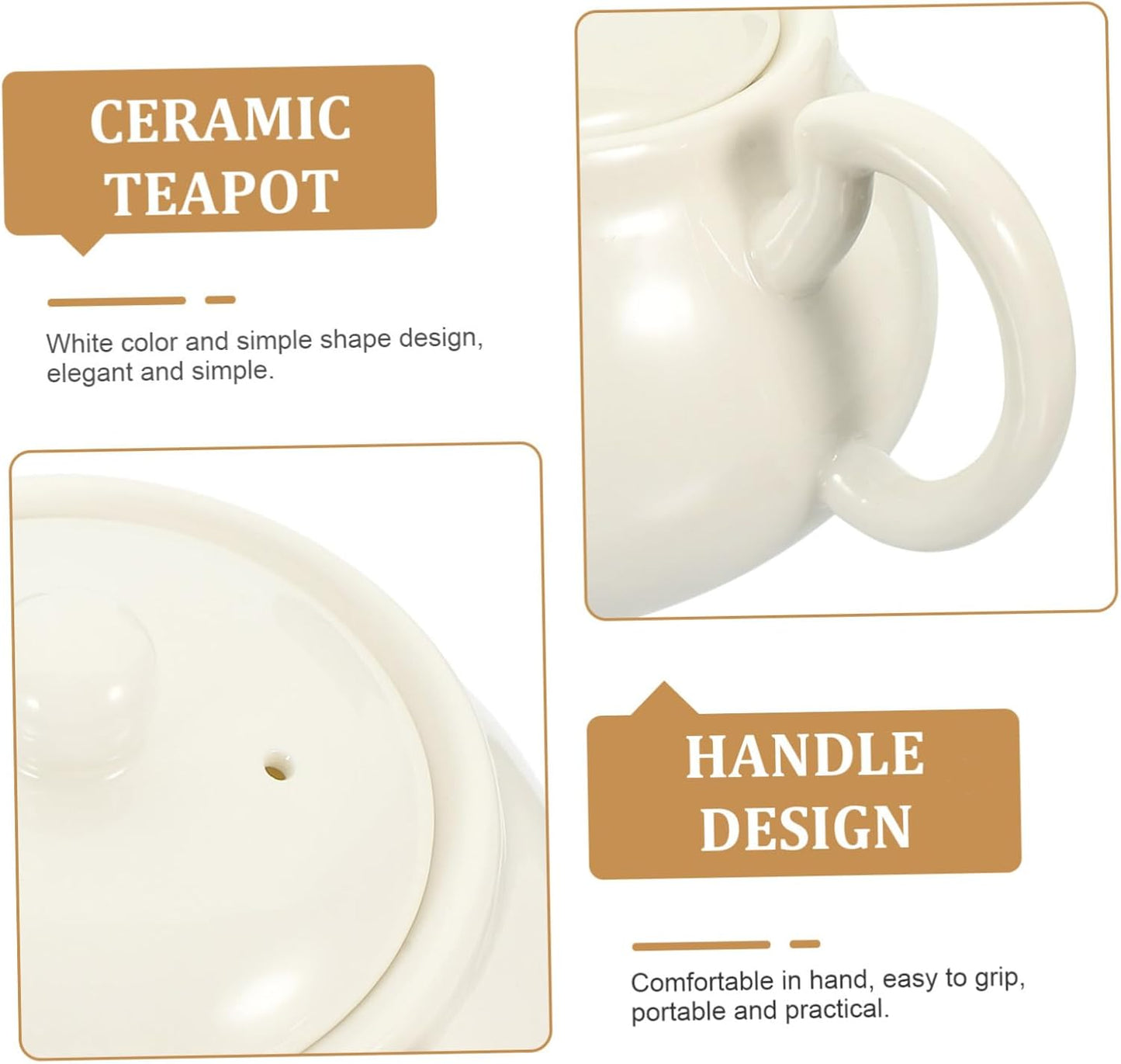 White Ceramic Tea Cups, Teapot, Kettle, Bone China Tea Set, Porcelain, 600ml, 20oz