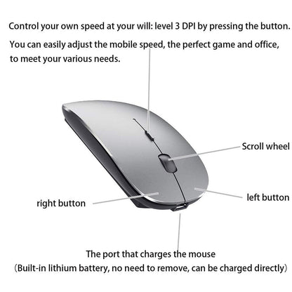 Bluetooth Wireless Mouse for Laptop mac MacBook ipad MacBook air MacBook pro pc Desktop Computer Windows Chromebook Notebook (Silver)