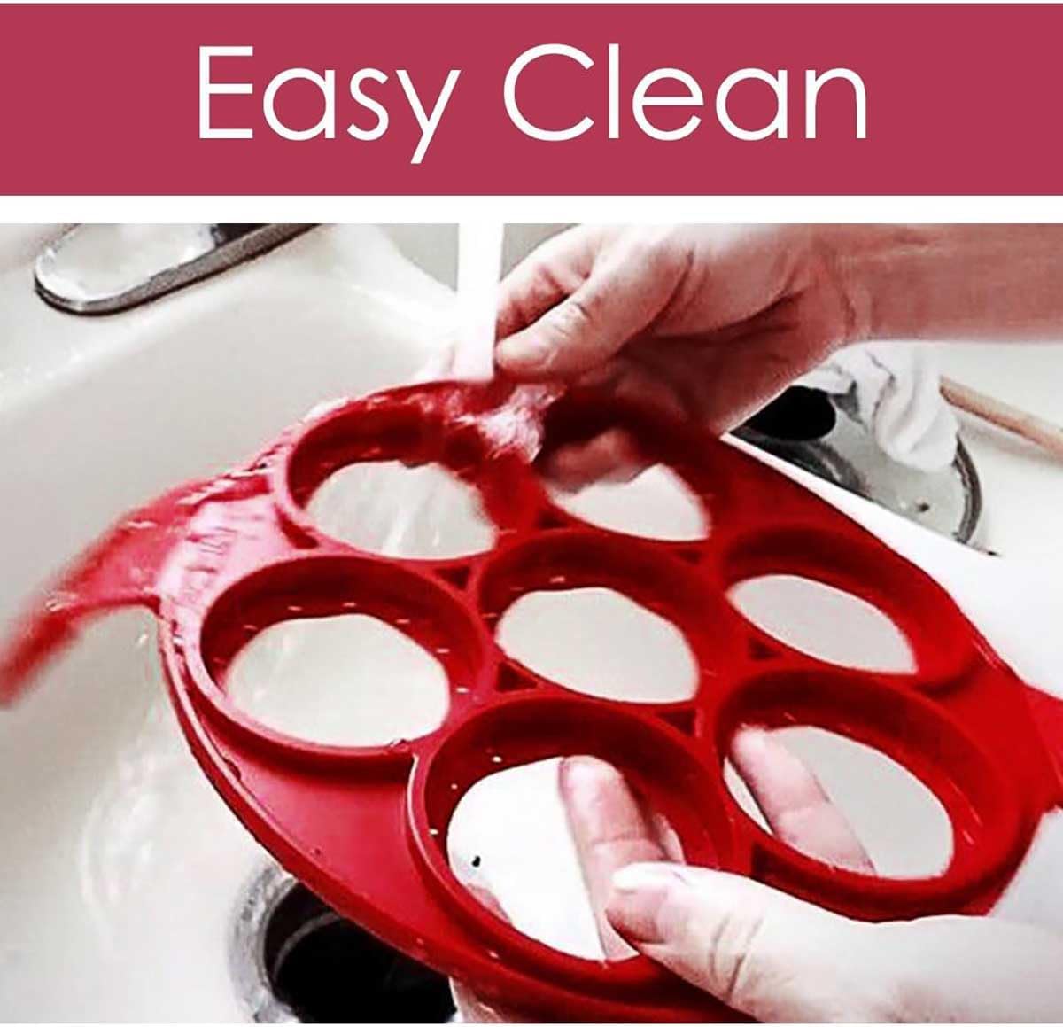 Flip N Cook Silicone Pancake Mold, Flip'n'cook Pancake Maker (Red-Round)