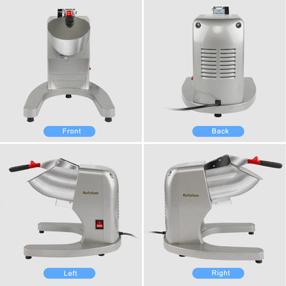 KOFOHON Electric Ice Shaver,Shaved Ice Machine Strong Powerful For Home&Commercial Use,Steel Ice Crusher With Dual Blades&Lips,Higher Ice Outlet for Plate,Bowl&Cup,300W/2200rpm/220lbs/hrs.