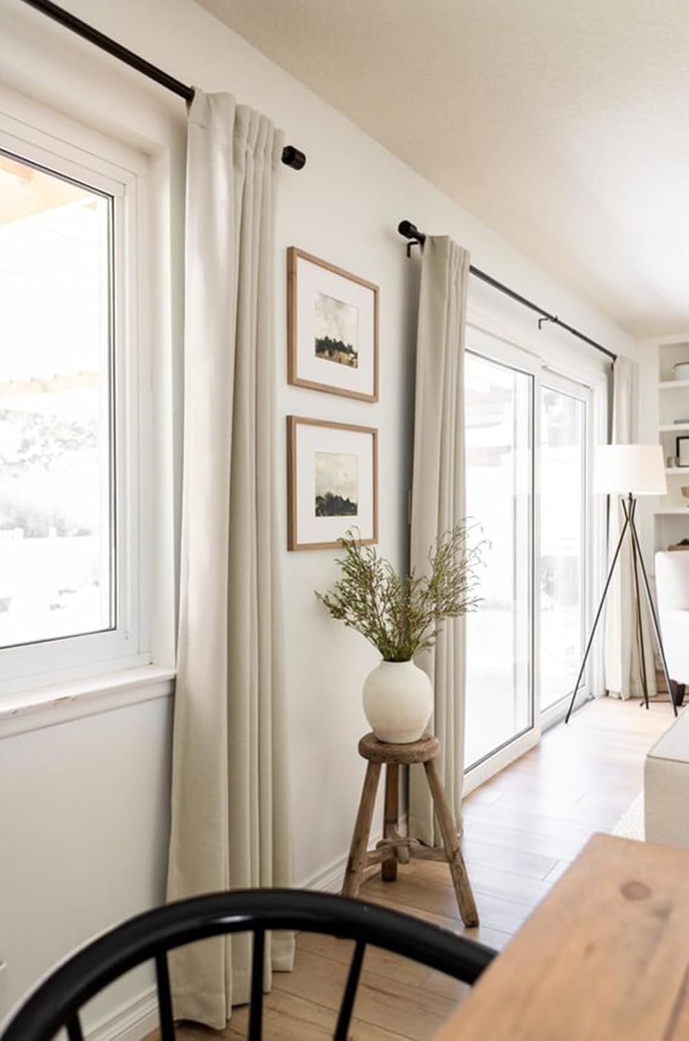 Skiennix 100% Blackout Linen Curtains - Thermal Insulated Drapes for Bedroom | 50" W x 108" L, Oatmeal