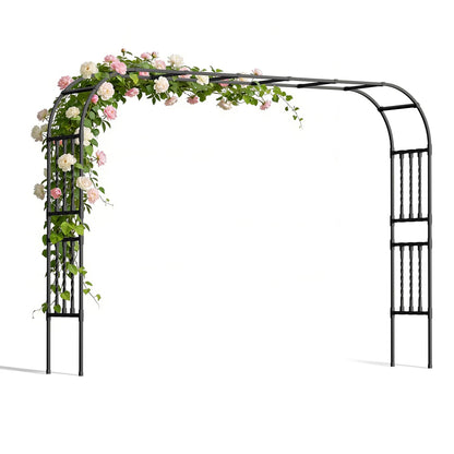 141 x98.4 in Square Tube Garden Arbor Trellis,Unique Design Extra Large Wide Metal Arch for Climbing Plants Outdoor,Wedding Arch Backdrop Stand for Garden Ceremony Party