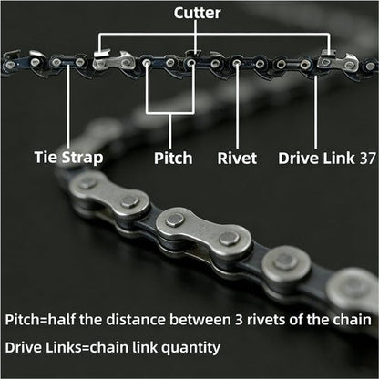 Chainsaw Chain - 6-Inch Replacement for Mini Cordless Electric Chainsaws | 1/4" LP Pitch, .043" Gauge, 37 Drive Links