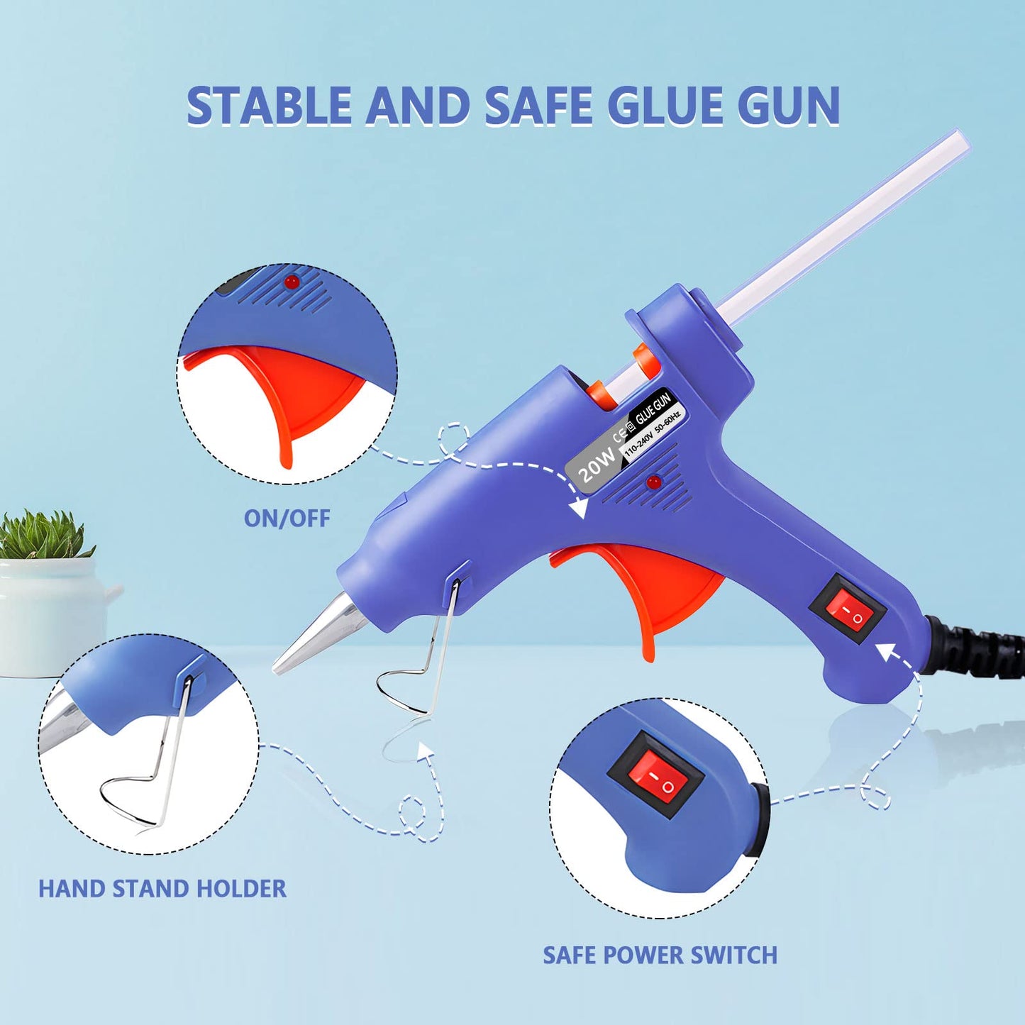 Hot Glue Gun, 12 Pack Mini Glue Gun with 120 Glue Sticks, Craft Glue Gun Kit, Glue Gun Pack, Hot Melt Glue Gun Set for Kids' Crafts, Wood, Glass, DIY Arts, School, and Home Projects - Multicolor
