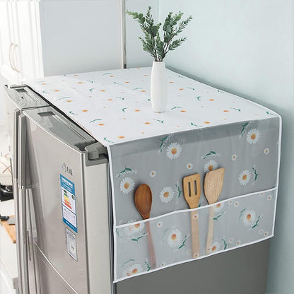 Refrigerator Dust-Proof Cover - Waterproof PEVA Material with Storage Pockets for Multi-Purpose Use
