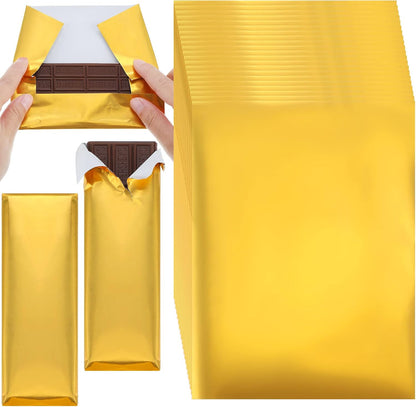 200 7.5 6 Inch Packing Tanlade Pcs Gold Chocolate Bar Wrappers Bulk with Thick Paper Backing, x Aluminum Foil Candy