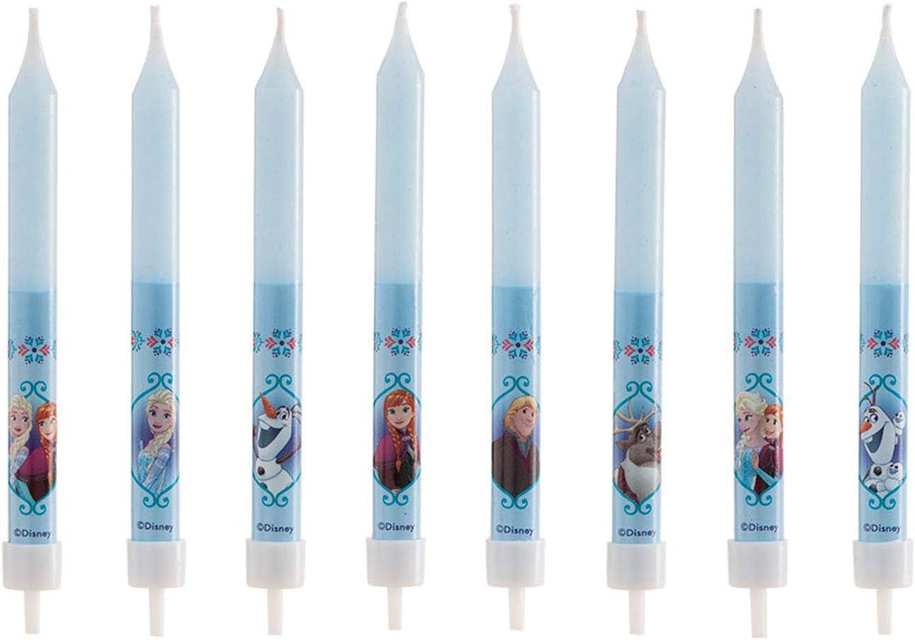 Set of 8 Decorative Birthday Candles for Children's Cakes - 3D Frozen Multicoloured Wax