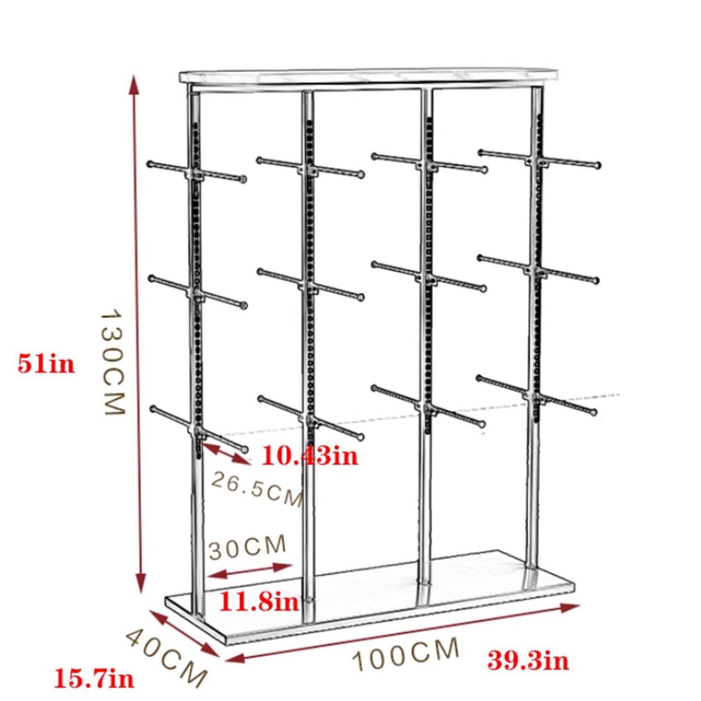 Freestanding Underwear Display Stands, Metals, Clothing Store Boutiques Retail Lingerie Garment Rack, Commercial Shelves Clothes Rod, for Socks Bra Panties Scarves, 100cm(Gold,100 * 40 * 130cm)