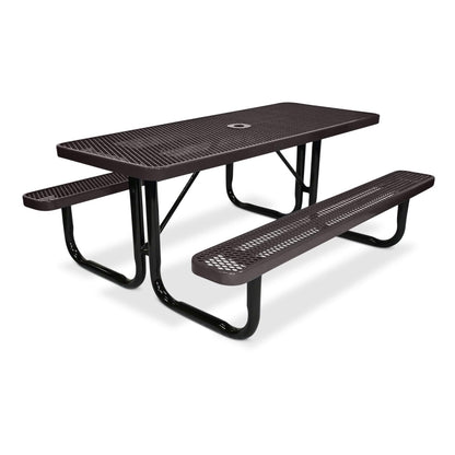 6' Rectangular Heavy-Duty Expanded Metal Brown Picnic Table