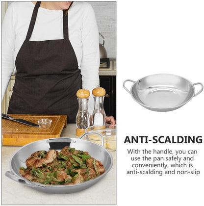 BESTonZON Stainless Steel Paella Pan, 26cm Skillet Pan, Restaurant Cooking Pans for Outdoors, Camping, Parties