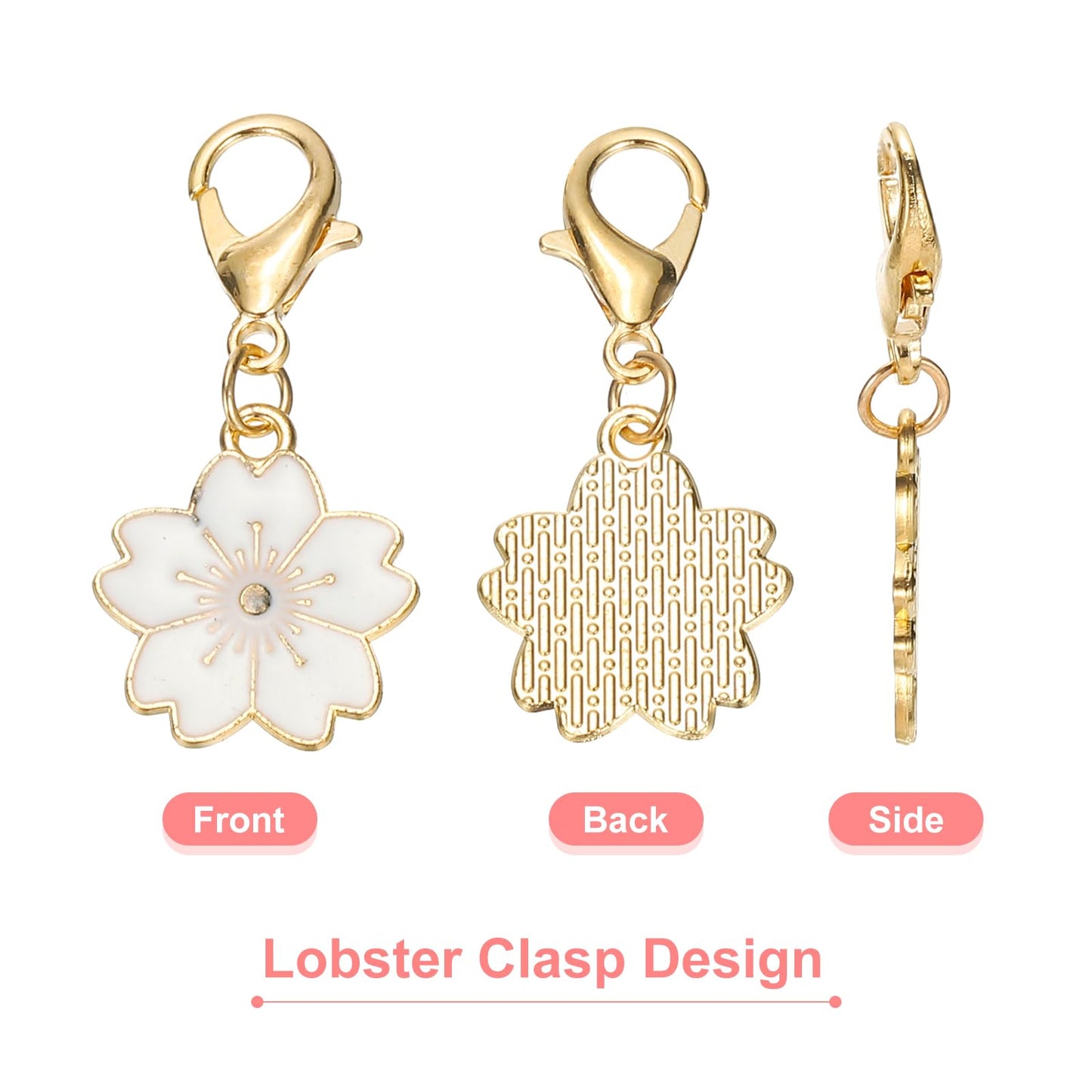 PATIKIL Flower Crochet Stitch Markers, 50 Pack 1.4" Metal Knitting Markers Cherry Blossom Removable Lobster Clasp Charm Locking Cute Stitch Marker for Sewing Crocheting DIY Craft, White