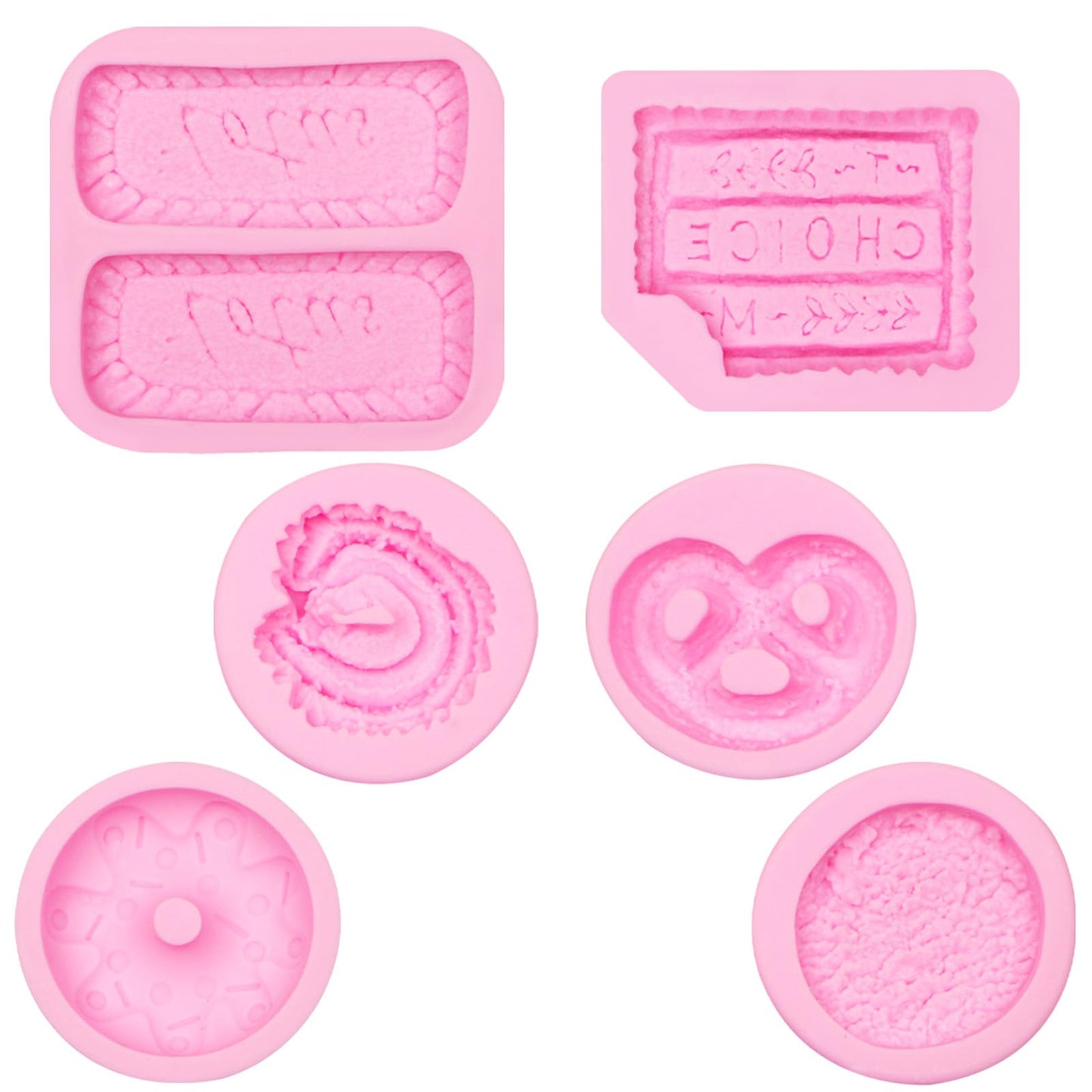 Cookie Silicone Molds, Donut Caramel Cookie Chocolate Molds, Biscuit Fondant Baking Molds for Cake Decoration Cupcake Topper Candy Butter Sugar Craft Jelly Mousse Gum Paste Clay Resin