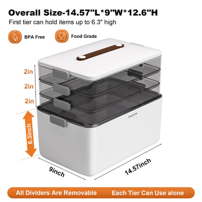 funest 4- Tier Medicine Storage Box Organizer Portable First Aid kit Box Sewing, Art, Craft with Handle, Multipurpose Medical Supply Organizer with Removable Tray