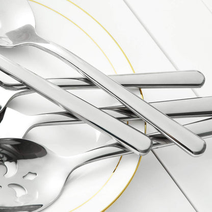 Serving Spoon x 2,Slotted Serving Spoon x 2,Serving Forks x 2,RTT 9 Inch Stainless Steel Catering Serving Utensils for Party Buffet Dinner Banquet Kitchen Basics (Silver Mirror Finish)