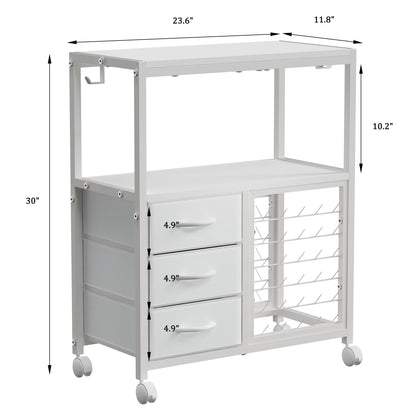 Sewing Table with 60 Spools Thread Holder and 3 Fabric Drawers, Rolling Sewing Machine Table for Storage Embroidery Machine, Rolling Craft Table Cart for Sewing Organizer, White, Patent Pending
