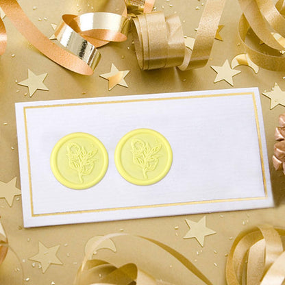 Aiviman 50Pcs Flower Wax Seal Stickers,Lemon Yellow Self Adhesive Envelope Seal Stickers,Great for Gift Wrapping,Wedding Invitation,Halloween,Christmas