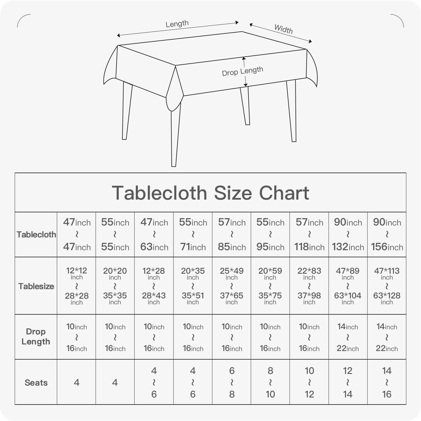 23.6x23.6) BALCONY & FALCON Small Square Tablecloth Washable Wrinkle Resistant and Water Proof Table Cloth Linen Fabric
