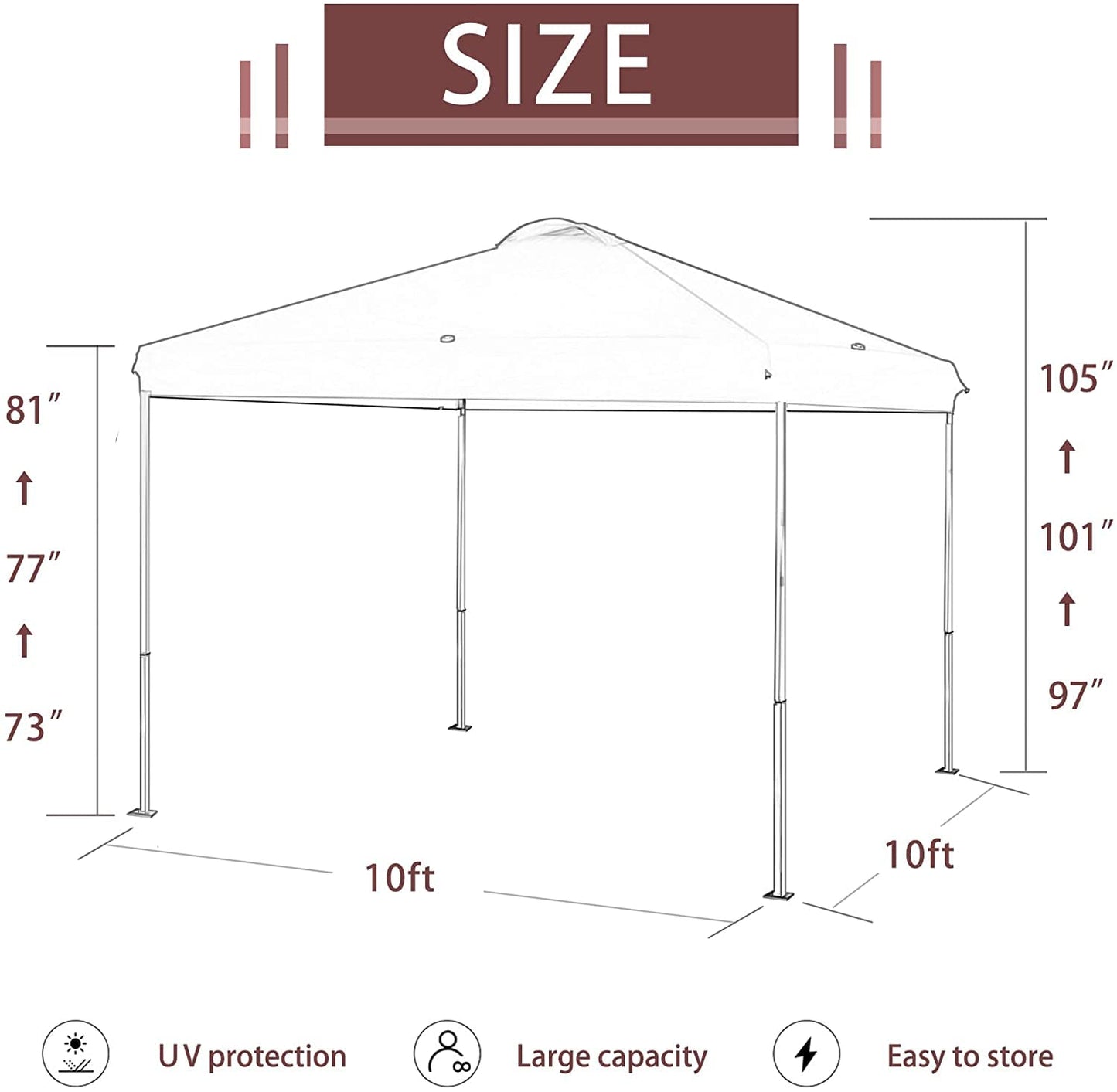 SlowSnail 10x10 Pop Up Canopy Tent with 1 Removable Sidewall, Upgraded Durable Outdoor Instant Sun Shade Canopy, Green - Bonus 4 Weight Bags, 4 Stakes, 4 Guylines, 1 Roller Bag
