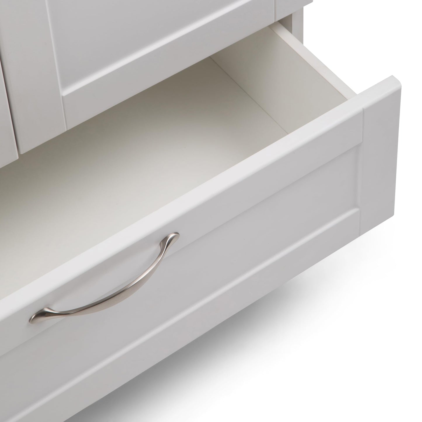 SIMPLIHOME Maile All-in-One 28 inch Wide Utility Sink and Laundry Cabinet in Pure White Finish, Transitional ABS Sink Cabinet for Laundry Rooms or Garage with High-Arch Chrome Faucet and Storage
