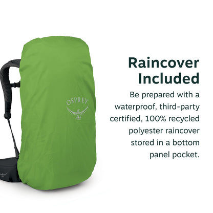 Osprey Kestrel LT 45L Men's Backpacking Backpack - Lightweight Hiking & Camping Bag with Waterproof Raincover, Moss Green