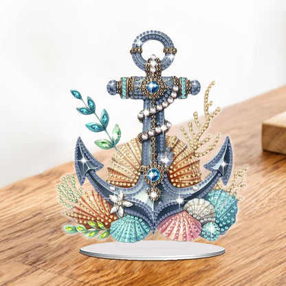 Diamond Art Kits for Adults, DIY Diamond Desktop Ornament Anchor, Crystal Diamond Art Painting Kits Tabletop Ornaments for Home Office Table Top Decor