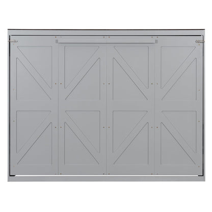 Merax Queen Murphy Bed Wall Bed with USB Ports, Foldable Cabinet Bed Frame, Space Saving Hideaway Bed with Wooden Slats, No Box Spring Required for Guest Room, Apartment, Queen
