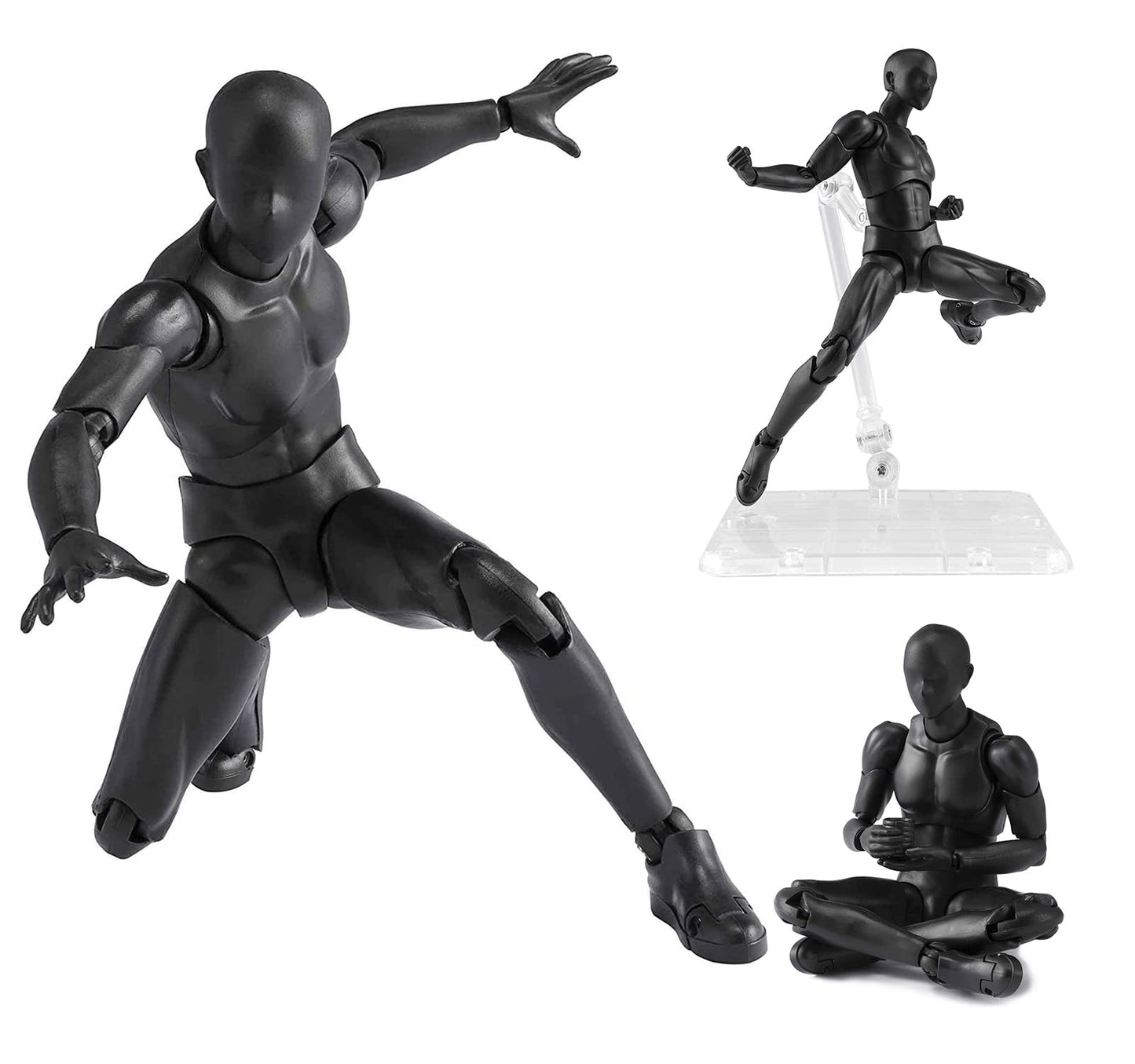 Haniforever Artists Manikin Art Mannequin Figures Supplies Drawing Tools,Small Drawing Figure Model for Sketching,Painting,Action Figure Set(Black,Male)
