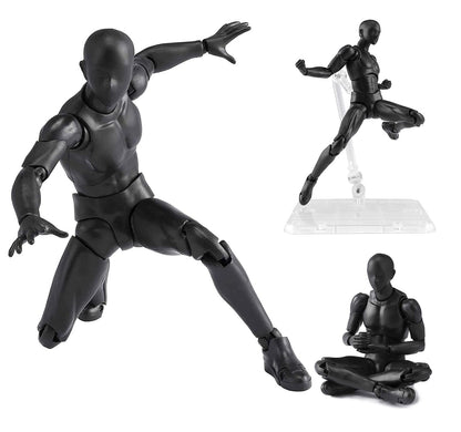 Haniforever Artists Manikin Art Mannequin Figures Supplies Drawing Tools,Small Drawing Figure Model for Sketching,Painting,Action Figure Set(Black,Male)