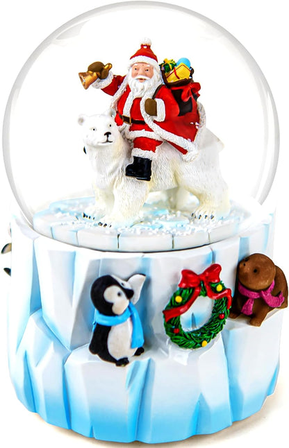 14 Christmas Snow Globes Clearance, Santa's Winter Musical,Hand-Painted Music Box,Colorful Lights, Auto Snowfall