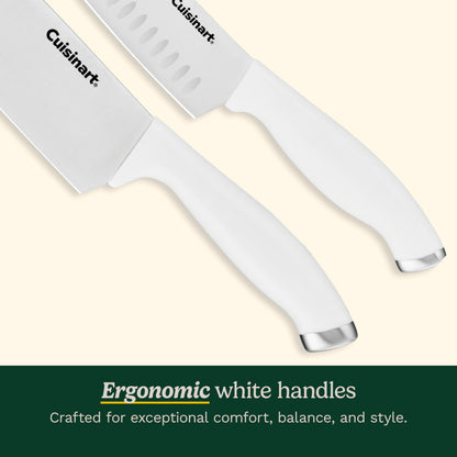 Cuisinart Block Knife Set, 12pc Cutlery Knife Set with Steel Blades for Precise Cutting, Lightweight, Stainless Steel, Durable & Dishwasher Safe, C77SSW-12P