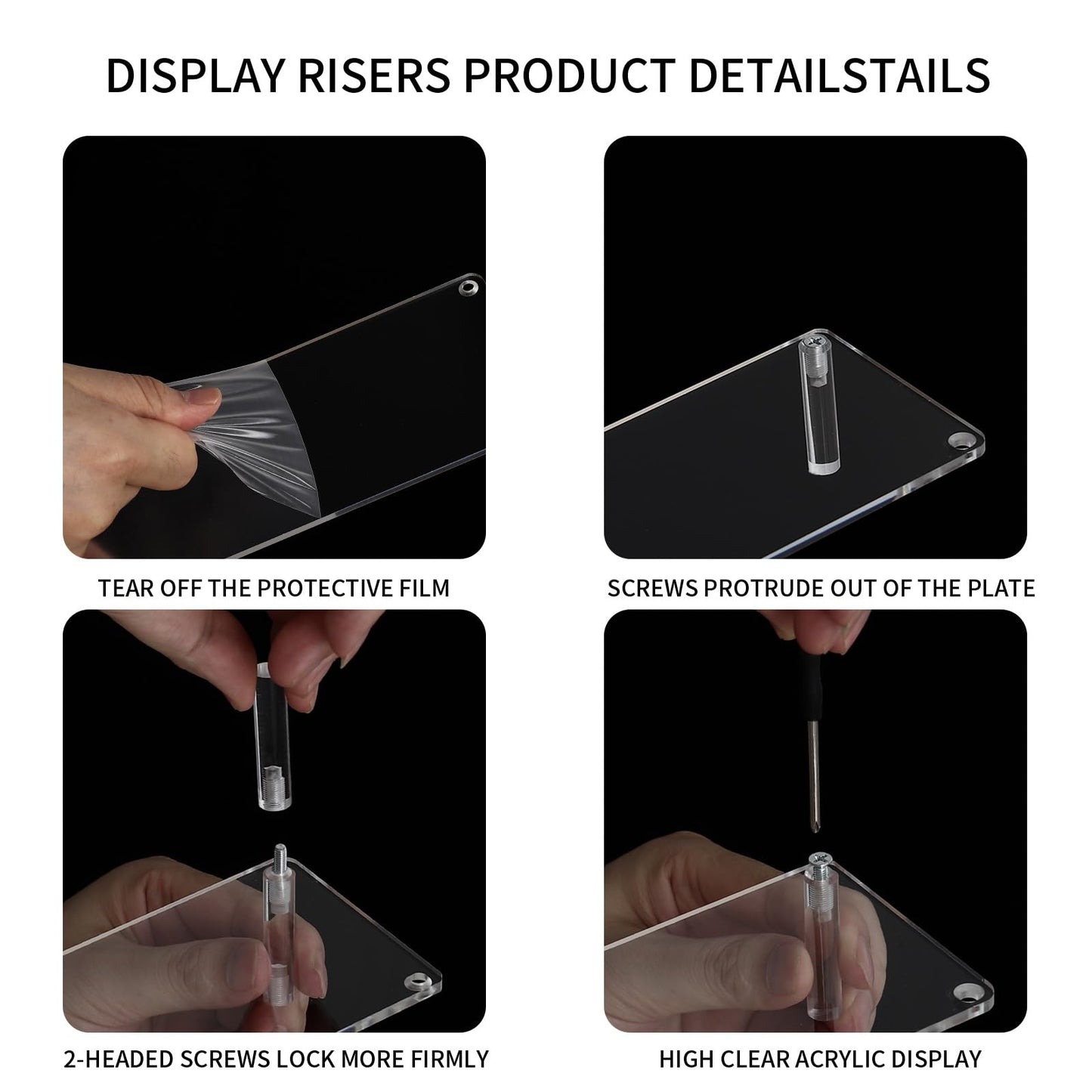 WEERSHUN 3 Tier Acrylic Display Stand Risers, Clear Tabletop Display Shelf for Perfume, Figures & Collectibles, Thick Acrylic Organizer for Cupcake, Cosmetics & Home Decoration