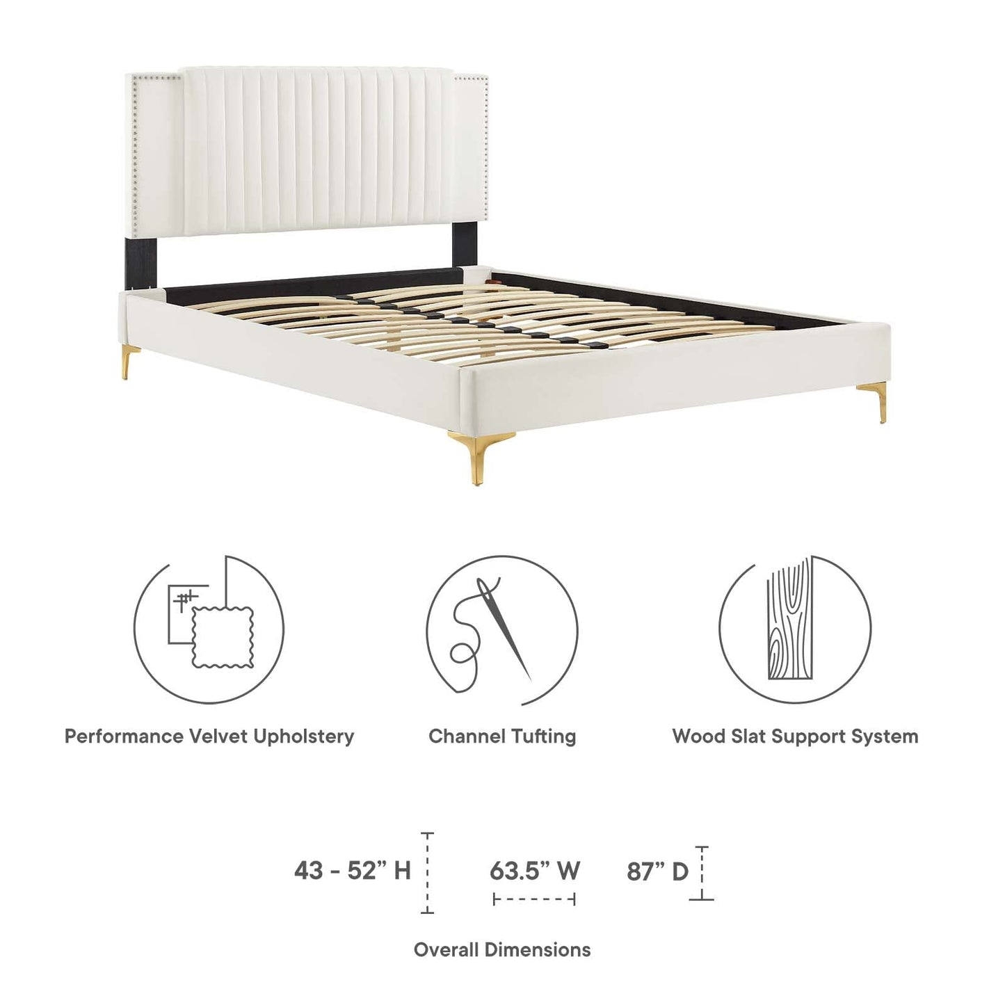 Modway Zahra Channel Tufted Performance Velvet Twin Platform Bed in White