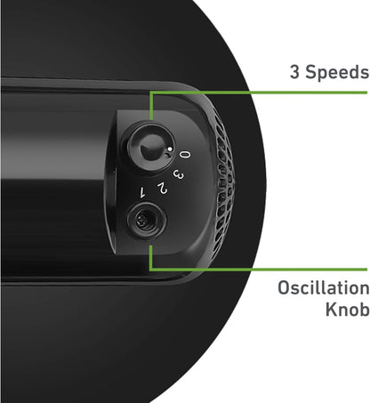 HOLMES 12" Table Fan with 75° Oscillation, 3 Speeds, 15° Adjustable Head Tilt, Ideal for Home, Bedroom, Office, Black